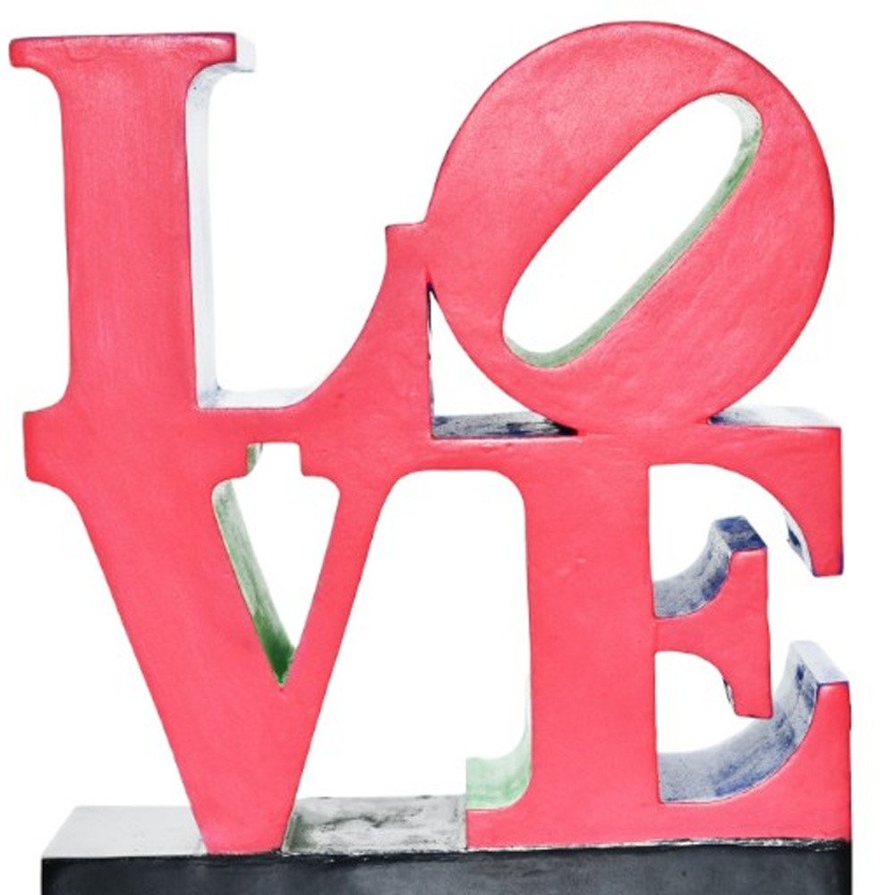 4" Red Blue And Green Resin Love Tabletop Sculpture