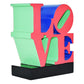 4" Red Blue And Green Resin Love Tabletop Sculpture