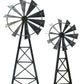 Set of Two Pewter Metal Windmill Tabletop Sculpture