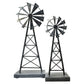 Set of Two Pewter Metal Windmill Tabletop Sculpture
