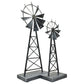 Set of Two Pewter Metal Windmill Tabletop Sculpture