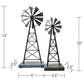 Set of Two Pewter Metal Windmill Tabletop Sculpture