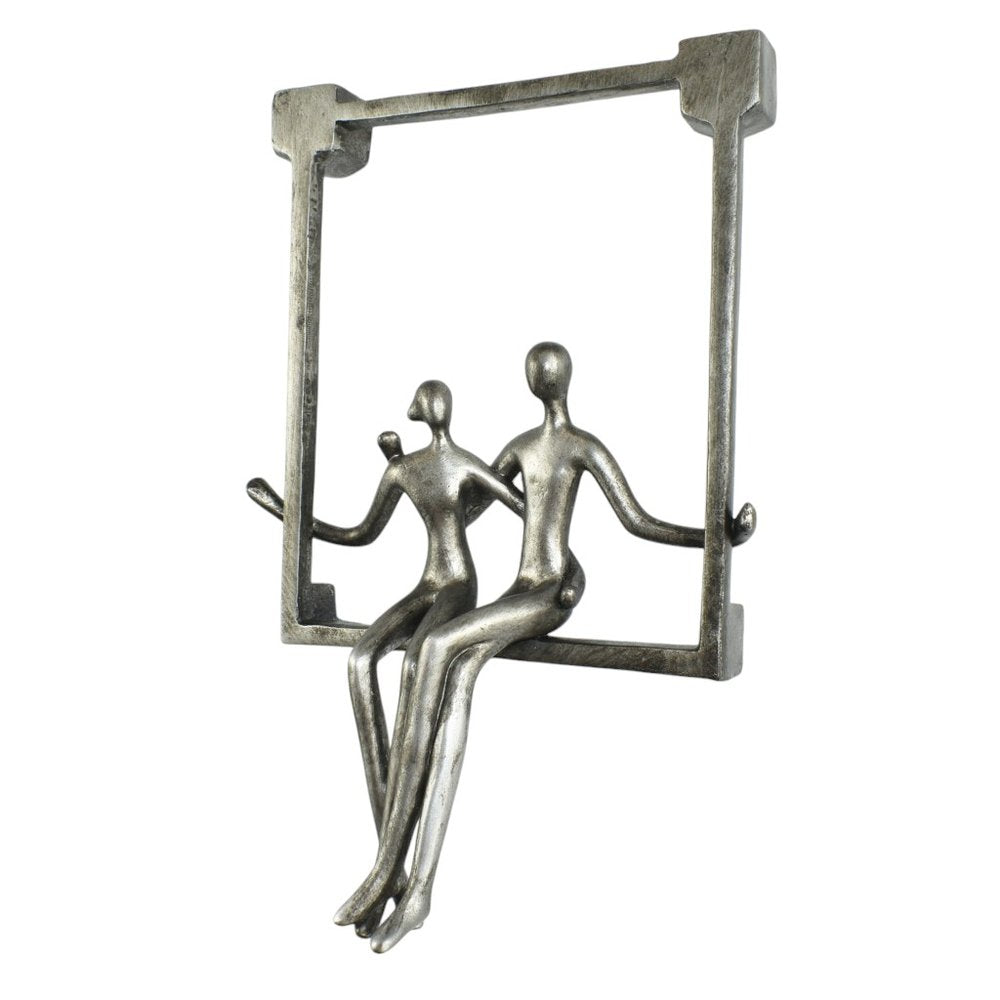 Set of Three Black Pewter And Bronze Resin People Tabletop Sculpture