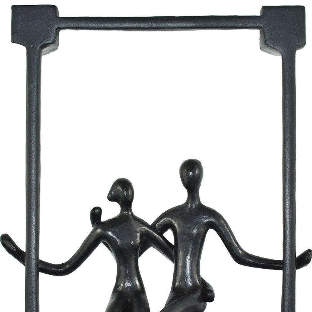 Set of Three Black Pewter And Bronze Resin People Tabletop Sculpture