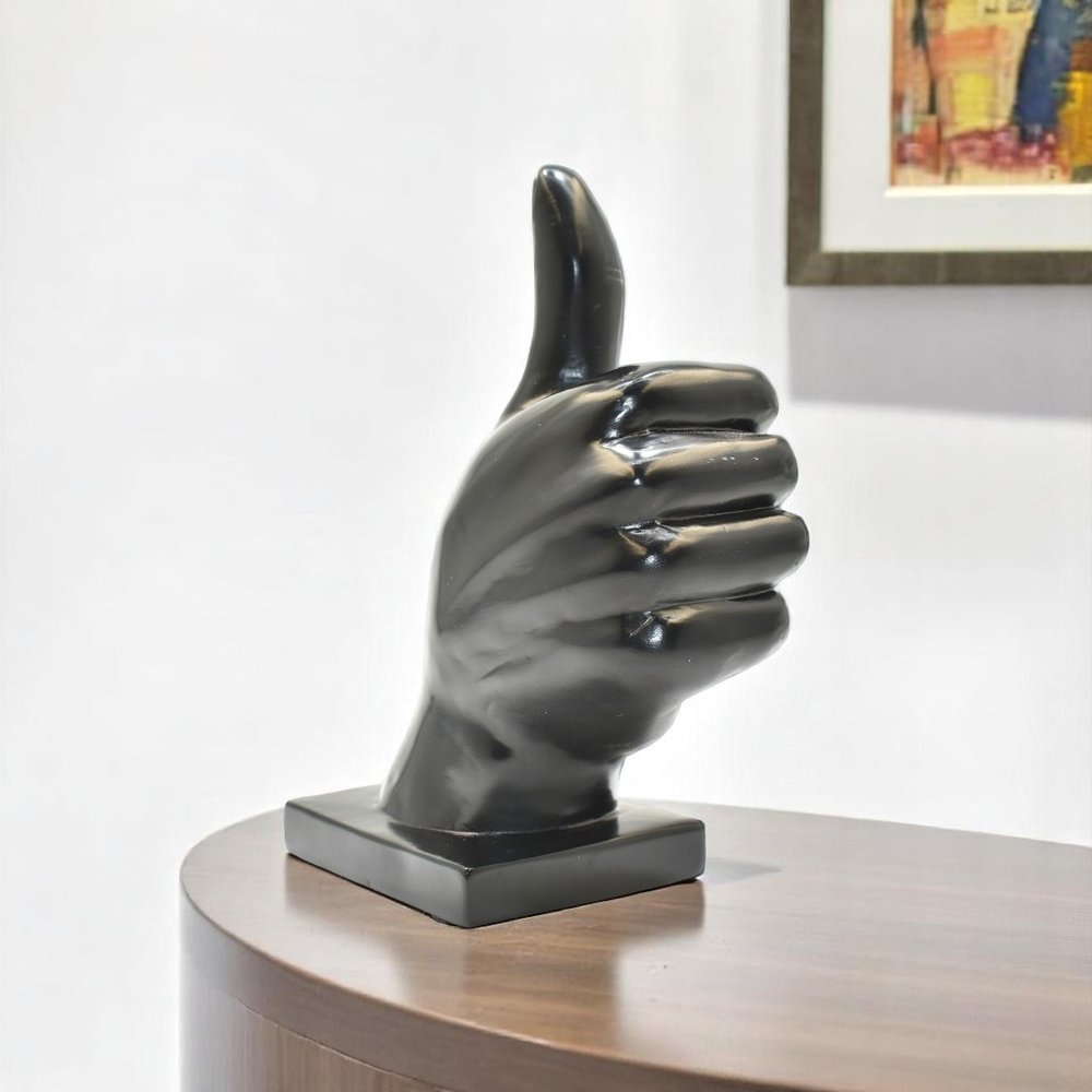 6" Black Resin Hand Tabletop Sculpture