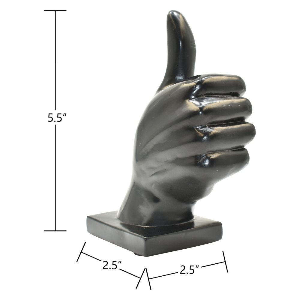 6" Black Resin Hand Tabletop Sculpture