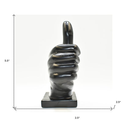 6" Black Resin Hand Tabletop Sculpture