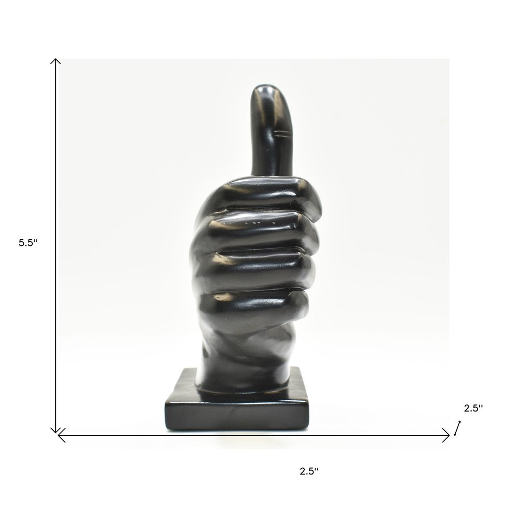 6" Black Resin Hand Tabletop Sculpture