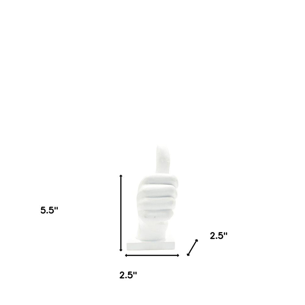 6" White Resin Hand Tabletop Sculpture