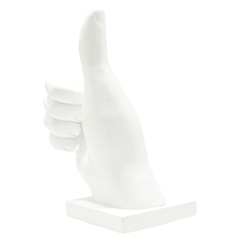 6" White Resin Hand Tabletop Sculpture