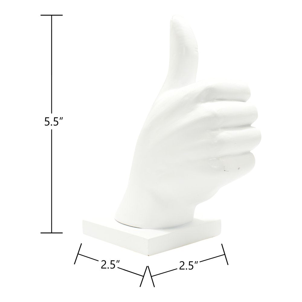6" White Resin Hand Tabletop Sculpture