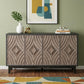 60" Charcoal and Brown Distressed Wood Sideboard with Four Doors