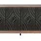 60" Brown and Charcoal Distressed Wood Sideboard with Four Doors