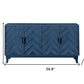 60" Blue Textural Chevron Distressed Wood Sideboard with Four Doors