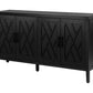 60" Black Distressed Sideboard with Four Doors
