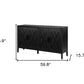 60" Black Distressed Sideboard with Four Doors