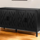 60" Black Distressed Sideboard with Four Doors