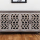 63" Brown Distressed Carved Scrollwork Sideboard with Four Doors