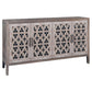 63" Brown Distressed Carved Scrollwork Sideboard with Four Doors