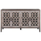 63" Brown Distressed Carved Scrollwork Sideboard with Four Doors