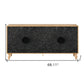 68" Natural and Black Distressed Carved Floral Sideboard with Four Doors