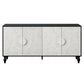 68" Black and White Distressed Carved Floral Sideboard with Four Doors
