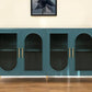 60" Teal Blue Ribbed Texture Sideboard with Four Doors