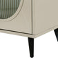 60" Gold Wood And Glass Sideboard with Four Doors