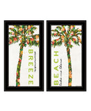 Set Of Two Summer Breeze Funky Palm Trees Black Framed Wall Art