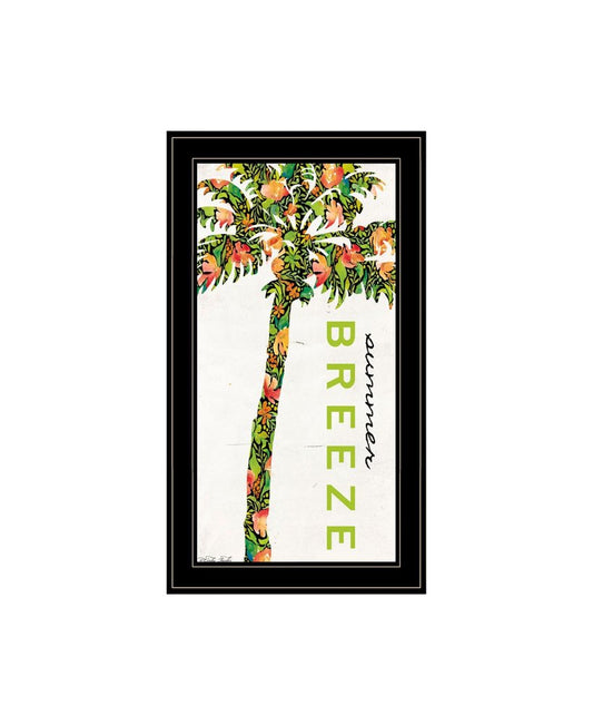 Set Of Two Summer Breeze Funky Palm Trees Black Framed Wall Art