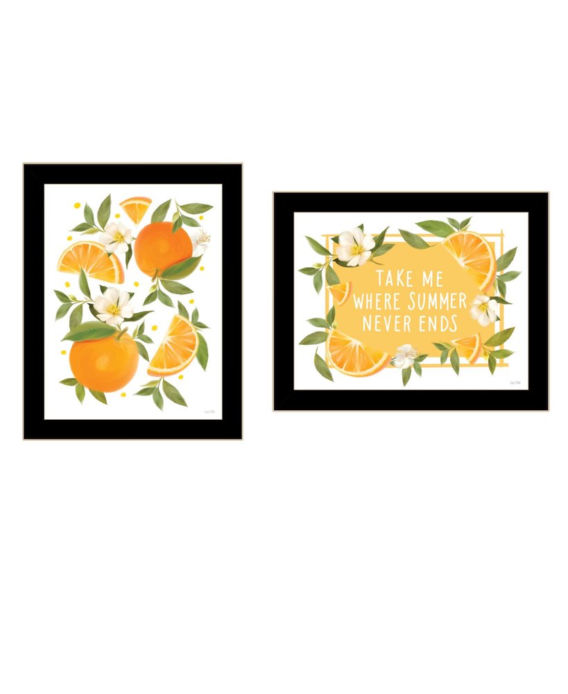 Set Of Two Take Me Where Summer Never Ends Black Framed Wall Art