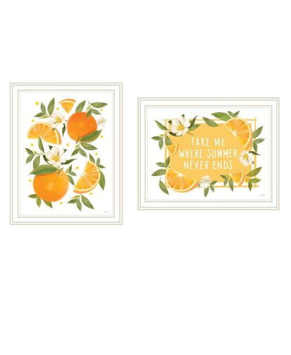 Set Of Two Take Me Where Summer Never Ends White Framed Wall Art