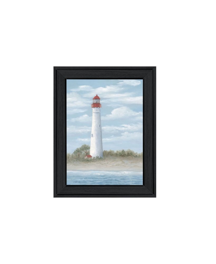 Set Of Two Cape May Lighthouse And Palm Trees Black Framed Wall Art