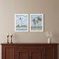 Set Of Two Cape May Lighthouse And Palm Trees White Framed Wall Art