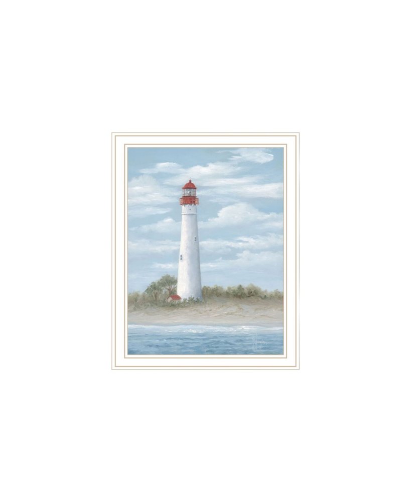 Set Of Two Cape May Lighthouse And Palm Trees White Framed Wall Art
