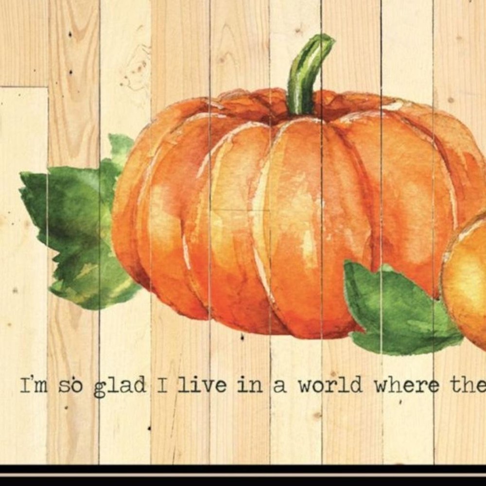 Set Of Two Happy Fall-October Pumpkins Black Framed Wall Art