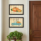Set Of Two Happy Fall-October Pumpkins Black Framed Wall Art