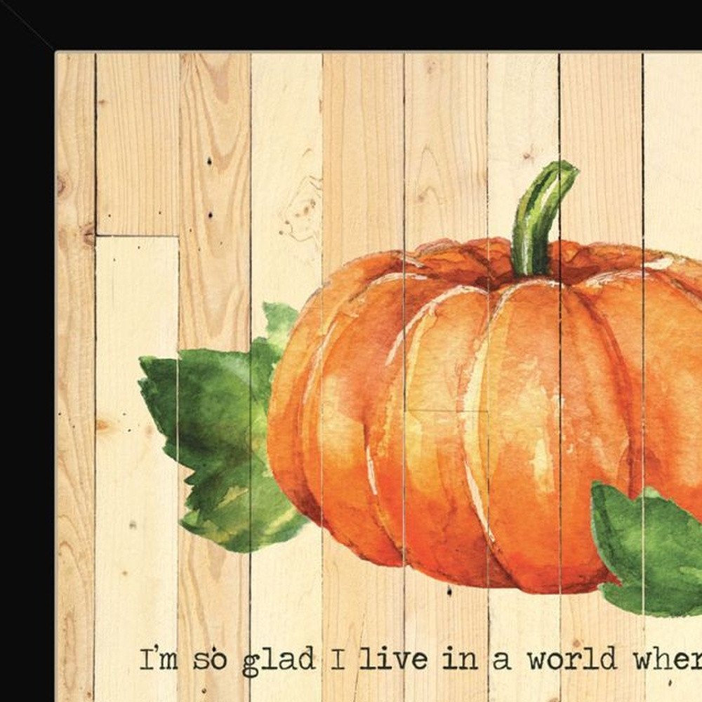 Set Of Two Happy Fall-October Pumpkins Distressed Black Framed Wall Art