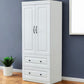 74" White Two Door Two Drawer Combo Dresser