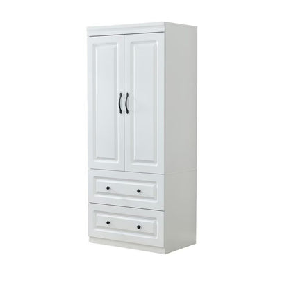 74" White Two Door Two Drawer Combo Dresser