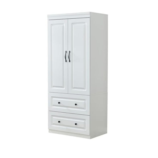 74" White Two Door Two Drawer Combo Dresser