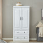 74" White Two Door Two Drawer Combo Dresser