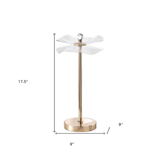 18" Gold Bedside Lamp With Novelty Shade
