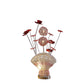 22" Silver and Clear Metal and Acrylic Red Rose Bedside Lamp