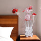 21" Silver and Clear Metal and Faux Crystal Geometric And Roses Bedside Lamp