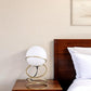 14" Gold Metal Geo Spiral Bedside Lamp With White Globe Shade
