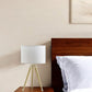 Gold Metal Adjustable Height Tripod Table Lamp With White Drum Shade