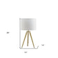 Gold Metal Adjustable Height Tripod Table Lamp With White Drum Shade