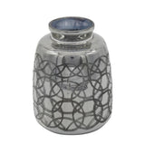 9" Dark Gray Geometric Etched Glass Table Vase