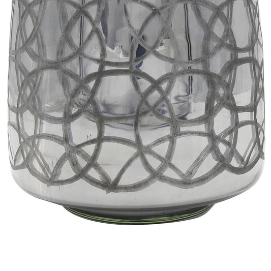 9" Dark Gray Geometric Etched Glass Table Vase
